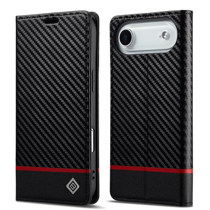 For iPhone Air LC.IMEEKE Carbon Fiber Leather Phone Case(Horizontal Black) by LC.IMEEKE