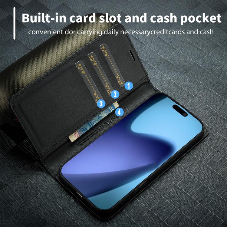 For iPhone Air LC.IMEEKE Carbon Fiber Leather Phone Case(Horizontal Black) by LC.IMEEKE