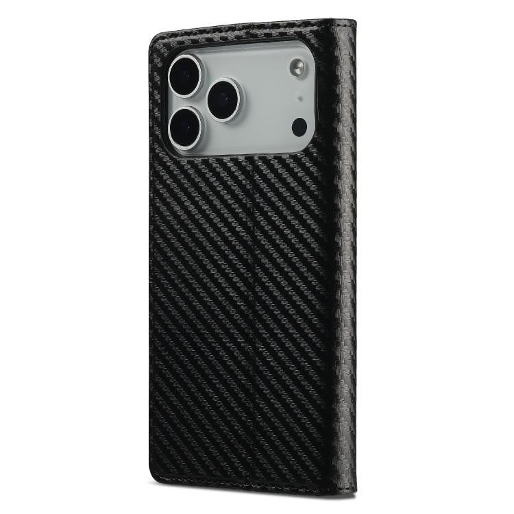 For iPhone 17 Pro LC.IMEEKE Carbon Fiber Leather Phone Case(Vertical Black) by LC.IMEEKE