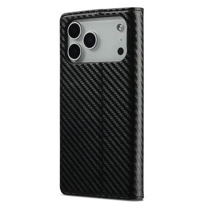 For iPhone 17 Pro LC.IMEEKE Carbon Fiber Leather Phone Case(Vertical Black) by LC.IMEEKE
