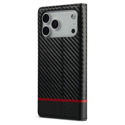 For iPhone 17 Pro LC.IMEEKE Carbon Fiber Leather Phone Case(Horizontal Black) by LC.IMEEKE