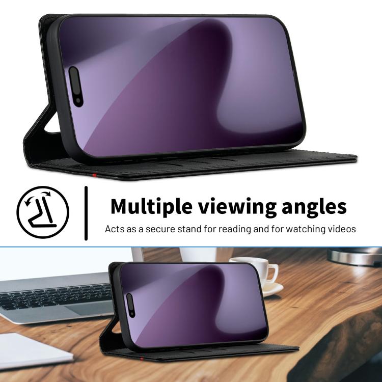 For iPhone 17 Pro Max LC.IMEEKE Carbon Fiber Leather Phone Case(Vertical Black) by LC.IMEEKE