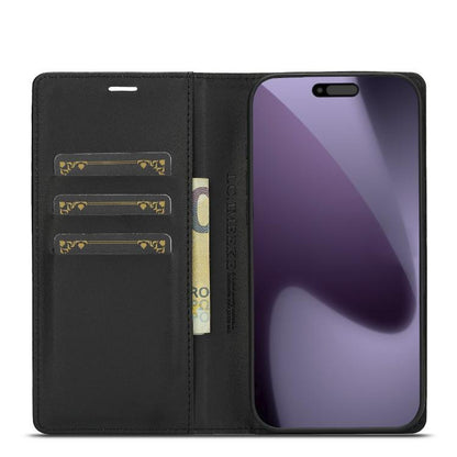 For iPhone 17 Pro Max LC.IMEEKE Carbon Fiber Leather Phone Case(Horizontal Black) by LC.IMEEKE