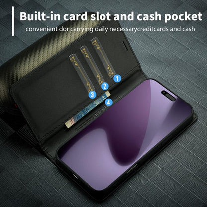 For iPhone 17 Pro Max LC.IMEEKE Carbon Fiber Leather Phone Case(Horizontal Black) by LC.IMEEKE