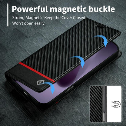 For iPhone 17 Pro Max LC.IMEEKE Carbon Fiber Leather Phone Case(Horizontal Black) by LC.IMEEKE