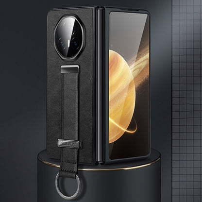 For Honor Magic V3 SULADA PC + Leather Texture Skin Feel Shockproof Phone Case(Black) by SULADA