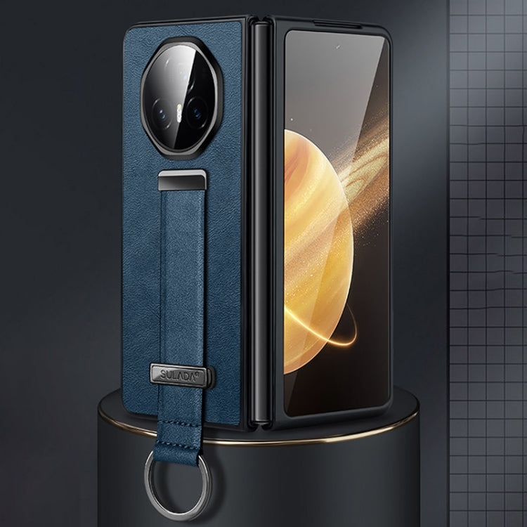 For Honor Magic V3 SULADA PC + Leather Texture Skin Feel Shockproof Phone Case(Blue) by SULADA