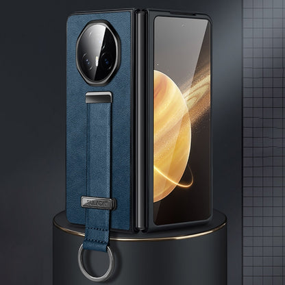 For Honor Magic V3 SULADA PC + Leather Texture Skin Feel Shockproof Phone Case(Blue) by SULADA