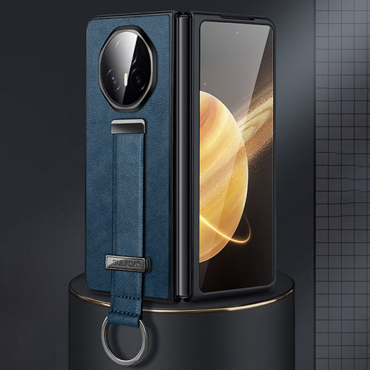 For Honor Magic V3 SULADA PC + Leather Texture Skin Feel Shockproof Phone Case(Blue) by SULADA