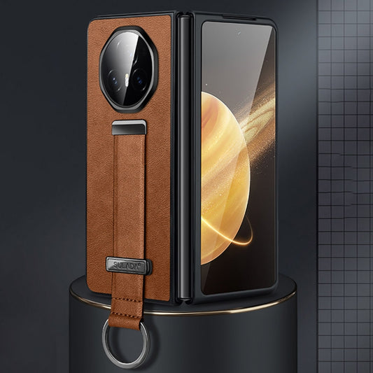 For Honor Magic V3 SULADA PC + Leather Texture Skin Feel Shockproof Phone Case(Brown) by SULADA