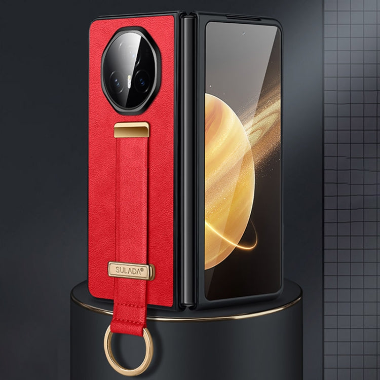 For Honor Magic V3 SULADA PC + Leather Texture Skin Feel Shockproof Phone Case(Red) by SULADA
