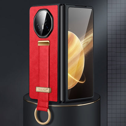 For Honor Magic V3 SULADA PC + Leather Texture Skin Feel Shockproof Phone Case(Red) by SULADA