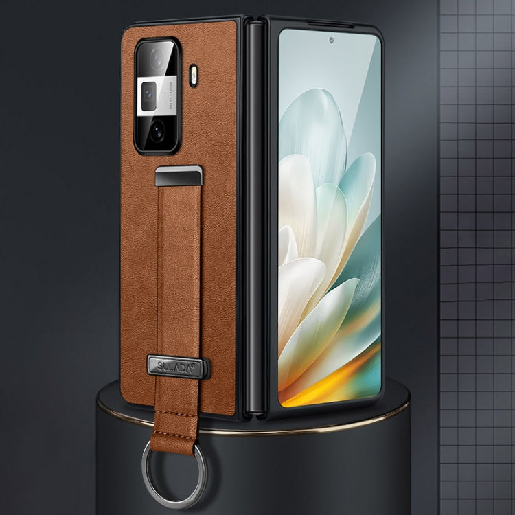 For Honor Magic Vs3 SULADA PC + Leather Texture Skin Feel Shockproof Phone Case(Brown) by SULADA