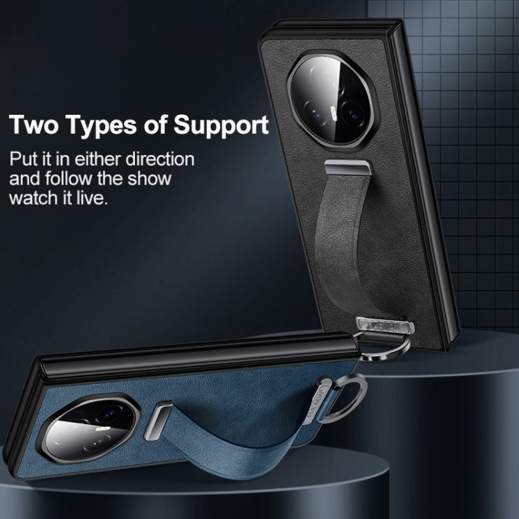 For Honor Magic Vs3 SULADA PC + Leather Texture Skin Feel Shockproof Phone Case(Black) by SULADA