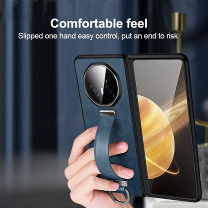 For Honor Magic V3 SULADA PC + Leather Texture Skin Feel Shockproof Phone Case(Blue) by SULADA