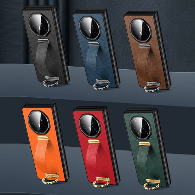 For Honor Magic V3 SULADA PC + Leather Texture Skin Feel Shockproof Phone Case(Blue) by SULADA