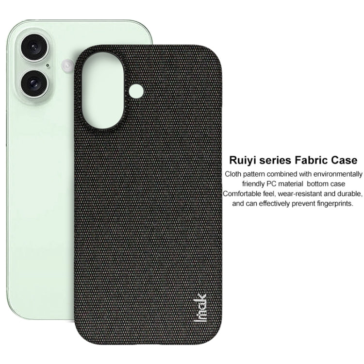 For iPhone 16 imak Ruiyi Series Cloth Texture PU + PC Phone Case(Black) by imak