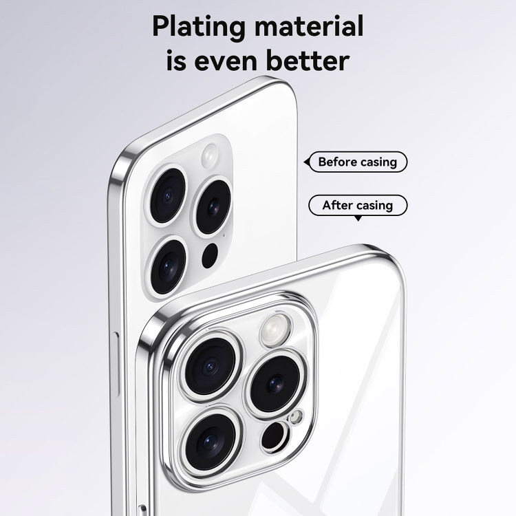 For iPhone 15 Pro SULADA Electroplated Clear TPU Soft Frame Phone Case with Wrist Strap(Black) by SULADA