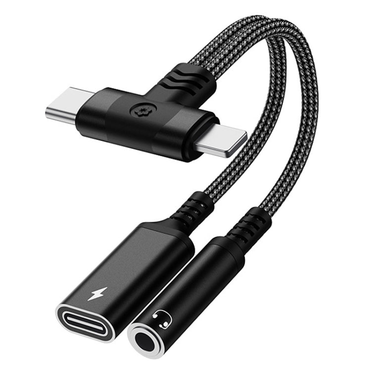 4 in 1 8 Pin / Type-C to Type-C, 3.5mm Audio Adapter Cable(Black) by bashfashion