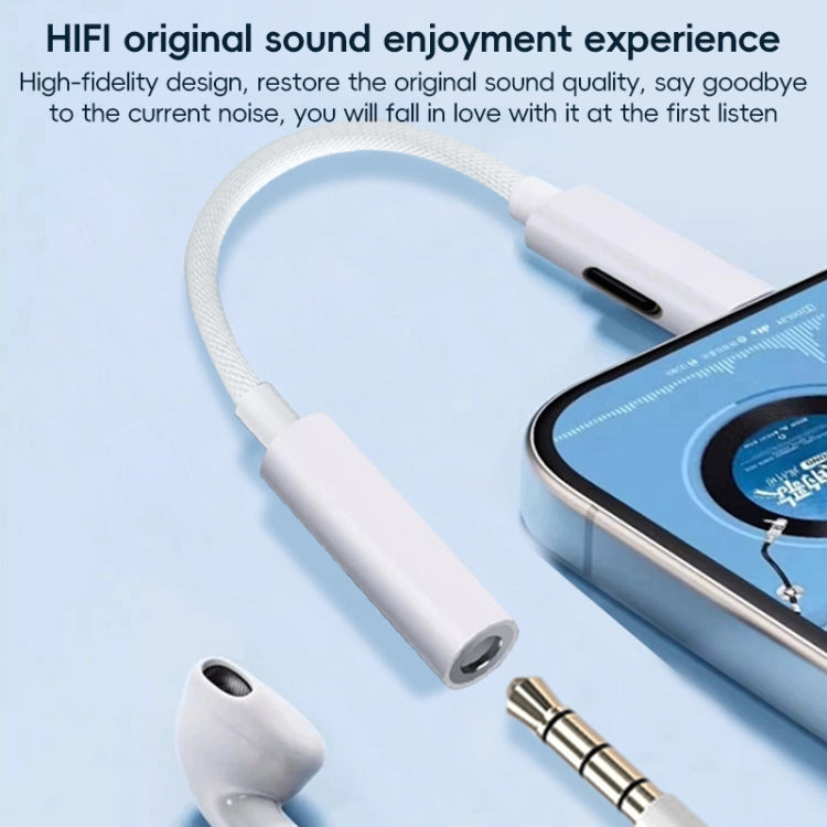 Type-C to 8 Pin / 3.5mm Audio Adapter Cable(White) by bashfashion