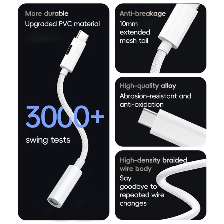 Type-C to 8 Pin / 3.5mm Audio Adapter Cable(White) by bashfashion