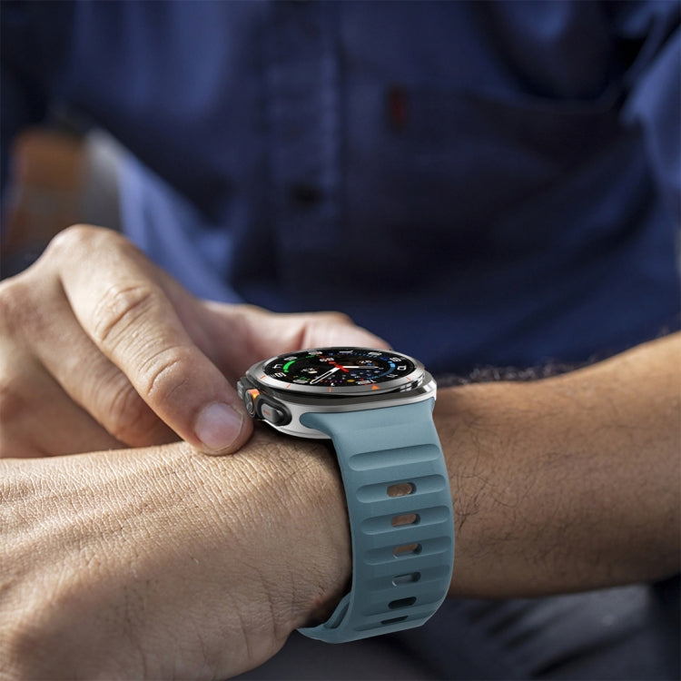 For Samsung Galaxy Watch Ultra 47mm / Ultra 2025 Wave Texture Reverse Buckle Silicone Watch Band(Ocean Blue) by bashfashion