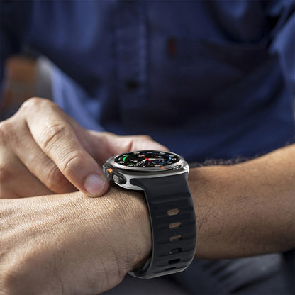 For Samsung Galaxy Watch Ultra 47mm / Ultra 2025 Wave Texture Reverse Buckle Silicone Watch Band(Black) by bashfashion