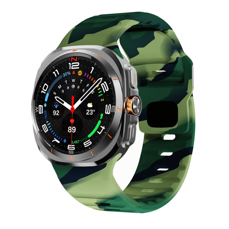 For Samsung Galaxy Watch Ultra 47mm / Ultra 2025 Wave Texture Reverse Buckle Silicone Watch Band(Army Green Camouflage) by bashfashion