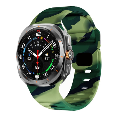 For Samsung Galaxy Watch Ultra 47mm / Ultra 2025 Wave Texture Reverse Buckle Silicone Watch Band(Army Green Camouflage) by bashfashion