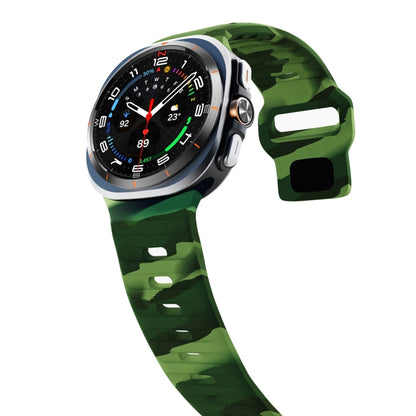 For Samsung Galaxy Watch Ultra 47mm / Ultra 2025 Wave Texture Reverse Buckle Silicone Watch Band(Army Green Camouflage) by bashfashion