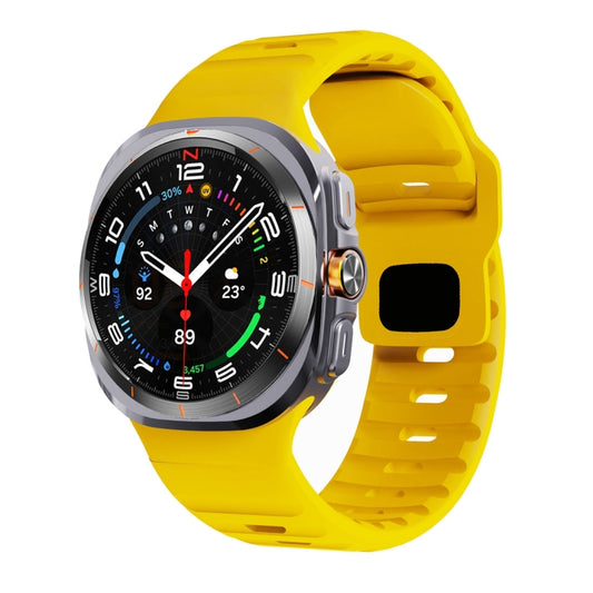 For Samsung Galaxy Watch Ultra 47mm / Ultra 2025 Wave Texture Reverse Buckle Silicone Watch Band(Yellow) by bashfashion