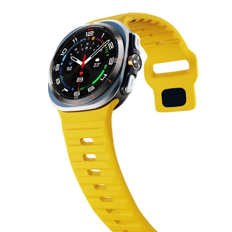 For Samsung Galaxy Watch Ultra 47mm / Ultra 2025 Wave Texture Reverse Buckle Silicone Watch Band(Yellow) by bashfashion