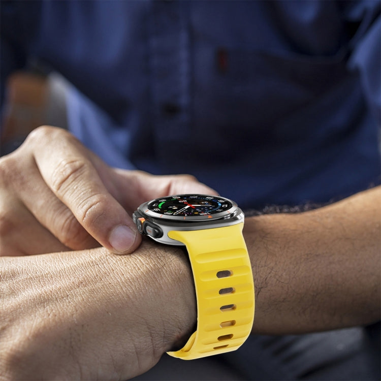 For Samsung Galaxy Watch Ultra 47mm / Ultra 2025 Wave Texture Reverse Buckle Silicone Watch Band(Yellow) by bashfashion