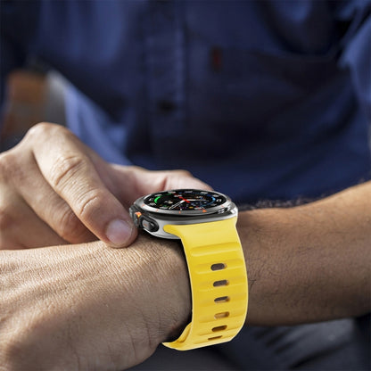 For Samsung Galaxy Watch Ultra 47mm / Ultra 2025 Wave Texture Reverse Buckle Silicone Watch Band(Yellow) by bashfashion