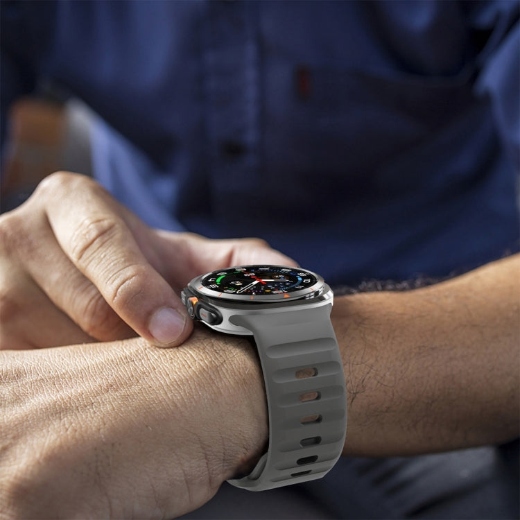 For Samsung Galaxy Watch Ultra 47mm / Ultra 2025 Wave Texture Reverse Buckle Silicone Watch Band(Space Grey) by bashfashion