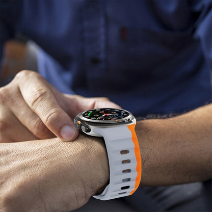 For Samsung Galaxy Watch Ultra 47mm / Ultra 2025 Wave Texture Reverse Buckle Silicone Watch Band(Grey Orange) by bashfashion