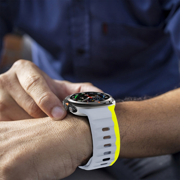 For Samsung Galaxy Watch Ultra 47mm / Ultra 2025 Wave Texture Reverse Buckle Silicone Watch Band(Grey Green) by bashfashion