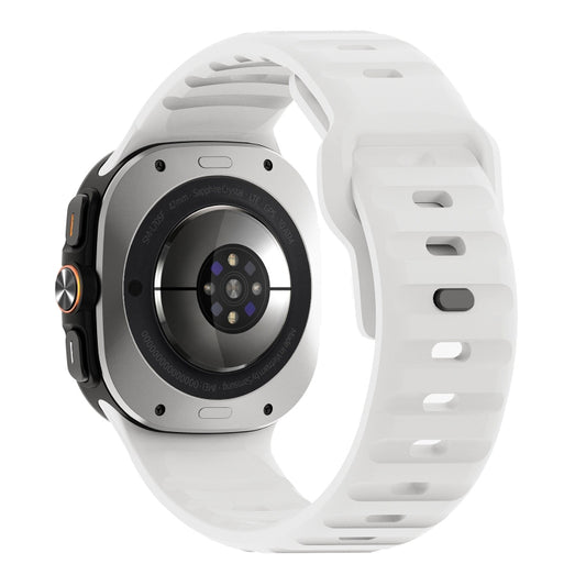 For Samsung Galaxy Watch Ultra 47mm / Ultra 2025 Wave Texture Reverse Buckle Silicone Watch Band(White) by bashfashion