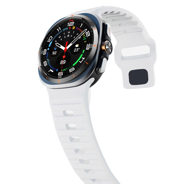 For Samsung Galaxy Watch Ultra 47mm / Ultra 2025 Wave Texture Reverse Buckle Silicone Watch Band(White) by bashfashion