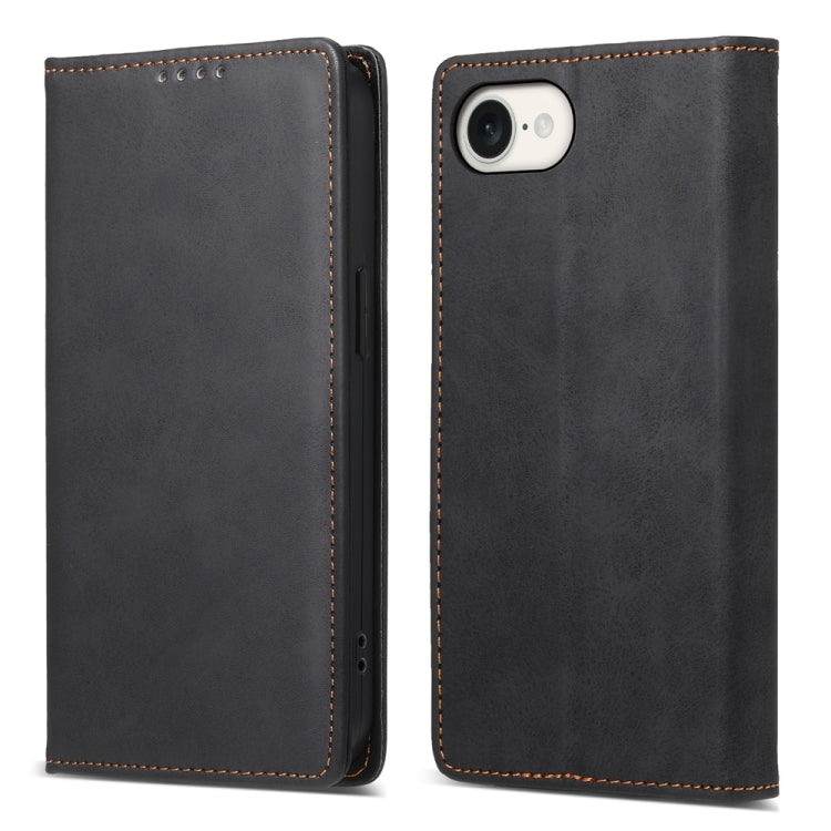 For iPhone 16e Business Solid Color Magnetic RFID Leather Phone Case(Black) by bashfashion