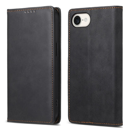 For iPhone 16e Business Solid Color Magnetic RFID Leather Phone Case(Black) by bashfashion