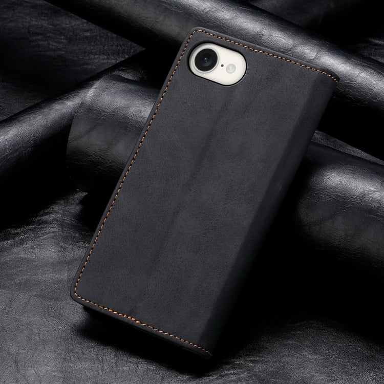 For iPhone 16e Business Solid Color Magnetic RFID Leather Phone Case(Black) by bashfashion