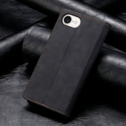 For iPhone 16e Business Solid Color Magnetic RFID Leather Phone Case(Black) by bashfashion