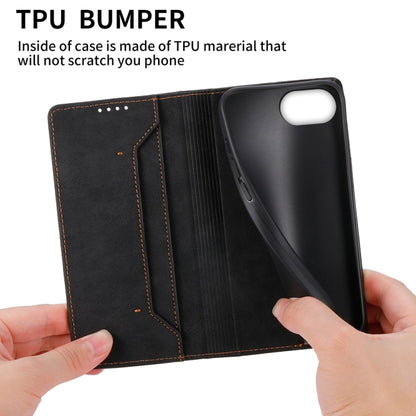 For iPhone 16e Business Solid Color Magnetic RFID Leather Phone Case(Black) by bashfashion