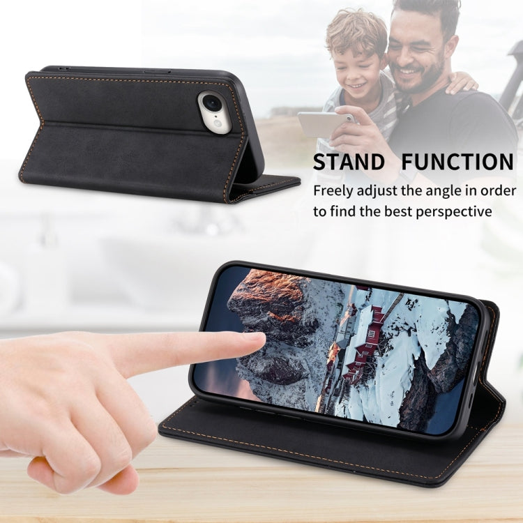 For iPhone 16e Business Solid Color Magnetic RFID Leather Phone Case(Black) by bashfashion