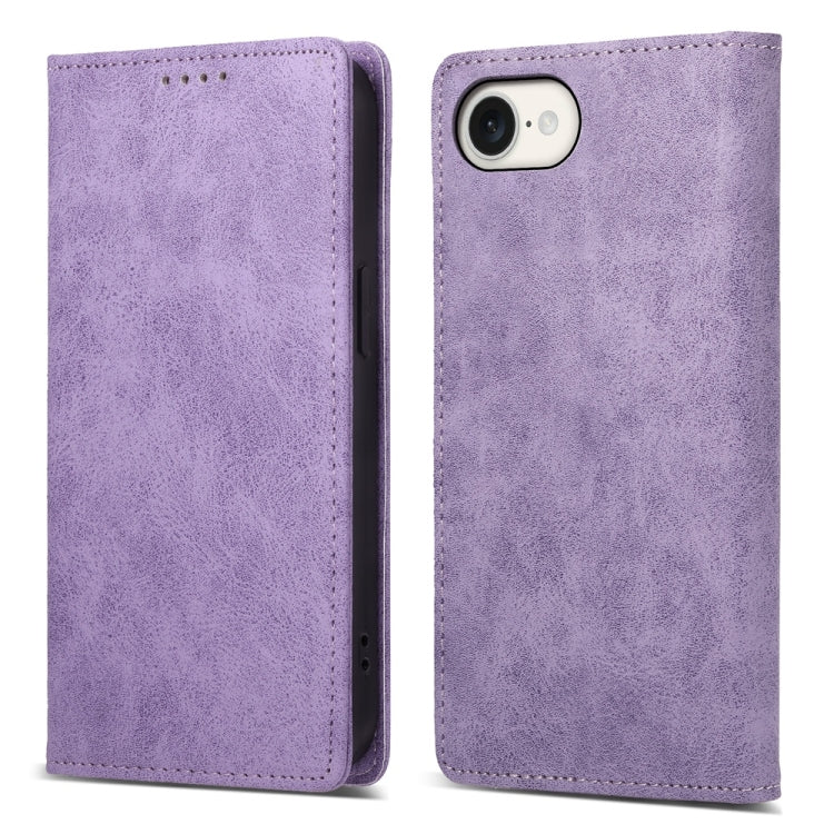 For iPhone 16e Business Solid Color Magnetic RFID Leather Phone Case(Purple) by bashfashion