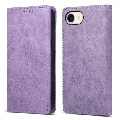 For iPhone 16e Business Solid Color Magnetic RFID Leather Phone Case(Purple) by bashfashion