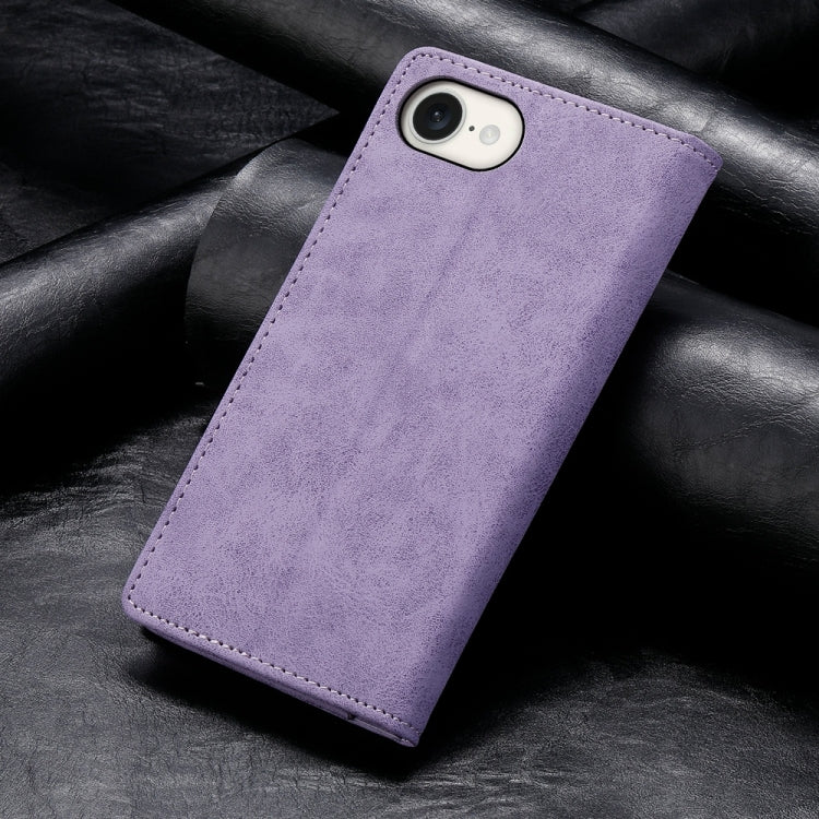For iPhone 16e Business Solid Color Magnetic RFID Leather Phone Case(Purple) by bashfashion