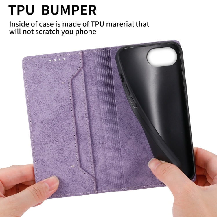 For iPhone 16e Business Solid Color Magnetic RFID Leather Phone Case(Purple) by bashfashion