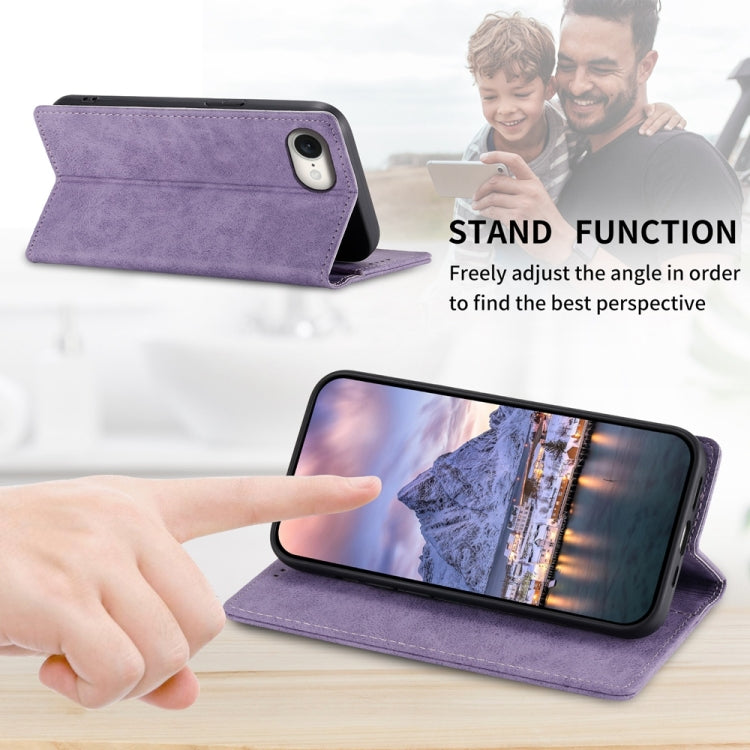 For iPhone 16e Business Solid Color Magnetic RFID Leather Phone Case(Purple) by bashfashion
